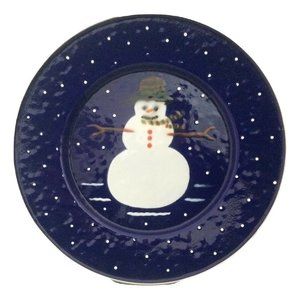 😀 Vintage Golden Rabbit II Enamel Snowman Plate